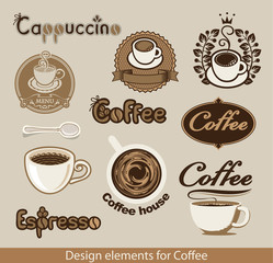 set of design elements on the coffee theme