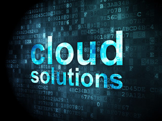 Obraz premium Networking concept: Cloud Solutions on digital background