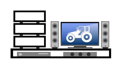 Home cinéma avec un tracteur sur l'écran de télévision