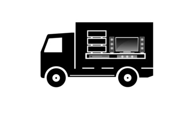 Home cinéma en livraison dans un camion