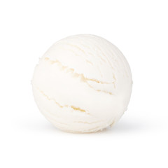 Scoop of vanilla ice cream on white background