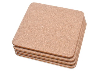 Cork mat with brown border isolated on white background