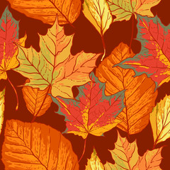 Seamless pattern with leaves