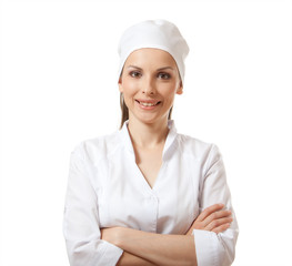 Woman nurse, isolated over white background