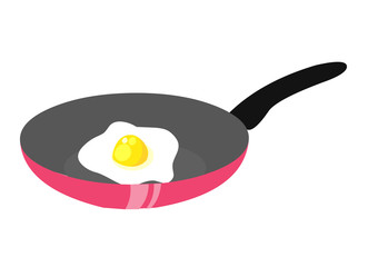 Fried eggs on pan isolated illustration
