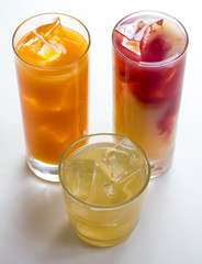 mixed fresh cold fruit juices