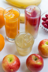 mixed fresh cold fruit juices