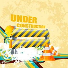 illustration of under construction background with road barrier