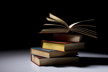 stack of old books