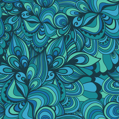 Seamless wave hand-drawn pattern, waves background (seamlessly t