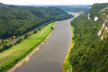 Fototapeta na wymiar Saxon Switzerland (Saechsische Schweiz). View of the Elbe
