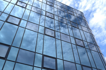 Glass facade of an office building.