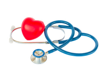 Blue stethoscope with heart