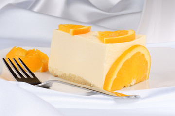 Slice of orange bavarian cream (bavarese)