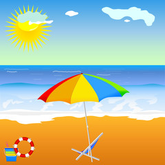 Fototapeta na wymiar beach beauty with umbrella vector illustration