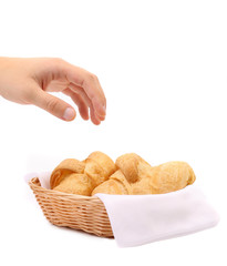 Croissants or crescent rolls in basket.