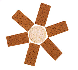 Composition of corn cracker and bread crisps.