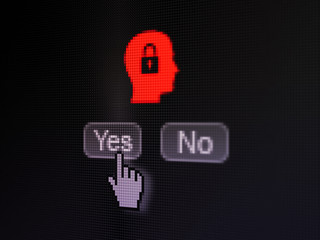 Data concept: Head With Padlock on digital computer screen