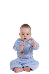 Little child playing with the bubble