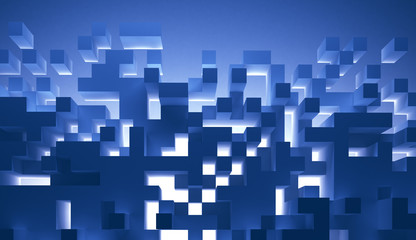 Abstract blue box design background render