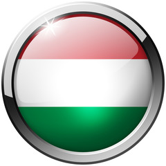 Hungary Round Metal Glass realistic Button on white background