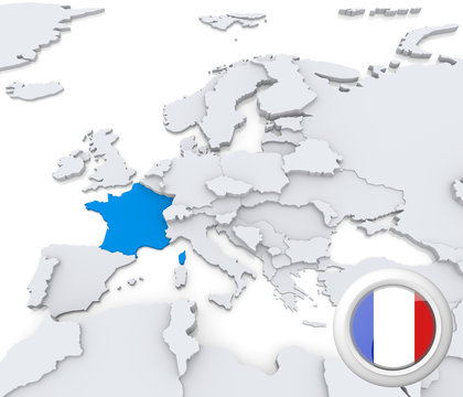France on map of Europe