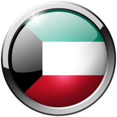Kuwait Round Metal Glass realistic isolated button