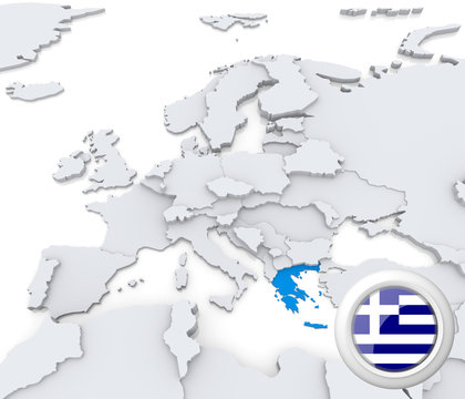 Greece on map of Europe