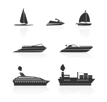 Boats and ships icons set