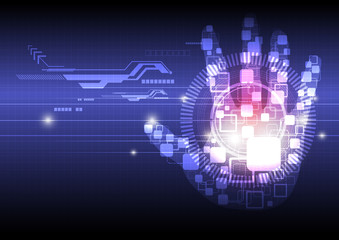 digital hand technology background