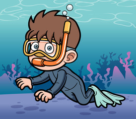 Cartoon Snorkeler Exploring the Ocean