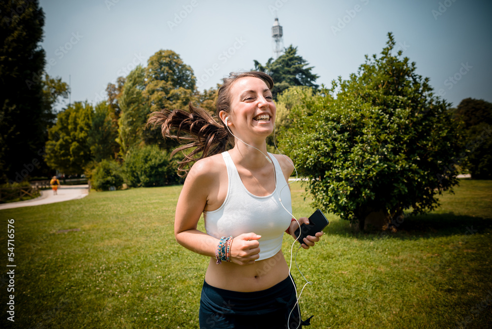 Wall mural beautiful woman fitness running