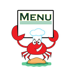 Crab with banner " Menu".