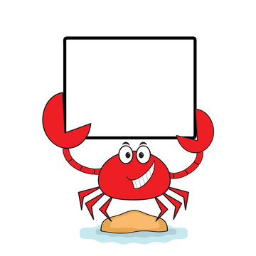Crab with banner.