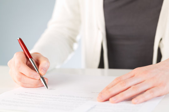 Signing a contract or a document