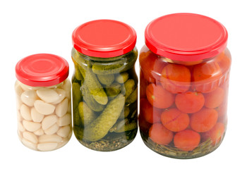 garlic cucumber tomatoes preserved glass jar pot