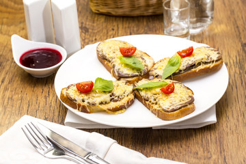 hot sandwiches on the table in a restaurant