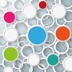 Infographic White And Colored Circles On Rings - obrazy, fototapety, plakaty