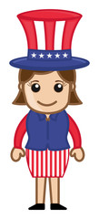 Lady Wearing Uncle Sam Costume - Cartoon Business Characters