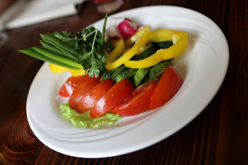 Plate of sliced vegetables