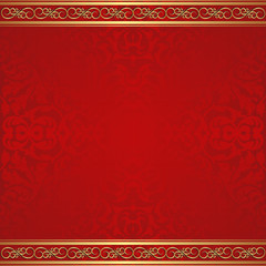 red background with gold ornaments