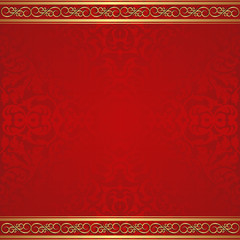 red background with gold ornaments