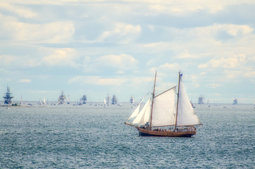 Vintage sailboat regatta in Helsinki.