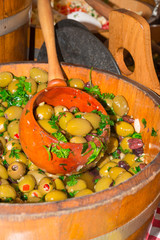 olive with herbs and garlic