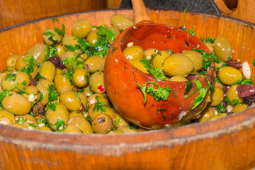 olive with herbs and garlic