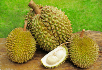 Durians and Durian Flesh in Husk