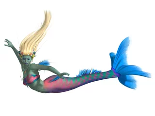Printed kitchen splashbacks Mermaid Mermaid on White