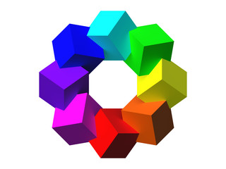 Colored cubes 3D.