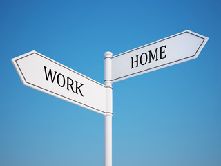 Work and Home Signpost with Clipping Path
