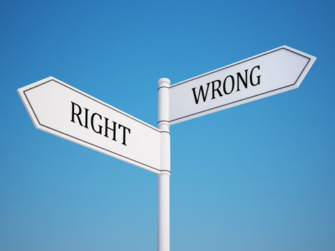 Right and Wrong Signpost with Clipping Path